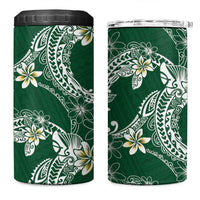 Polynesian Hawaiian Plumeria Tribal Pattern 4 in 1 Can Cooler Tumbler Green Version