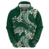 Polynesian Hawaiian Plumeria Tribal Pattern Hoodie Green Version