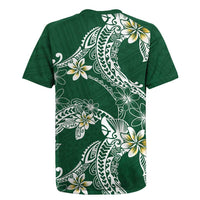 Polynesian Hawaiian Plumeria Tribal Pattern Rugby Jersey Green Version