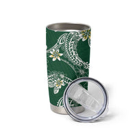 Polynesian Hawaiian Plumeria Tribal Pattern Tumbler Cup Green Version