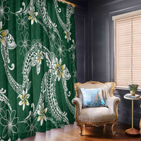 Polynesian Hawaiian Plumeria Tribal Pattern Window Curtain Green Version