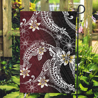 Polynesian Hawaiian Plumeria Tribal Pattern Garden Flag Special Wine Red Version