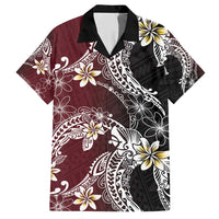 Polynesian Hawaiian Plumeria Tribal Pattern Hawaiian Shirt Special Wine Red Version