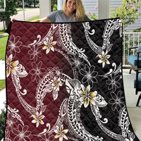 Polynesian Hawaiian Plumeria Tribal Pattern Quilt Special Wine Red Version