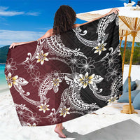 Polynesian Hawaiian Plumeria Tribal Pattern Sarong Special Wine Red Version