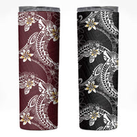 Polynesian Hawaiian Plumeria Tribal Pattern Skinny Tumbler Special Wine Red Version