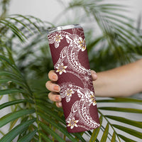 Polynesian Hawaiian Plumeria Tribal Pattern Skinny Tumbler Special Wine Red Version