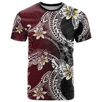 Polynesian Hawaiian Plumeria Tribal Pattern T Shirt Special Wine Red Version