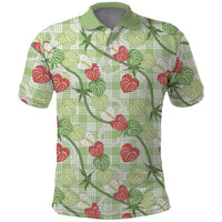 Anthurium Pikake Ti Leaf Palaka Polo Shirt Green Version