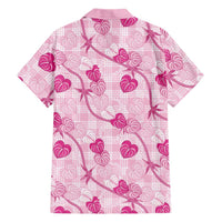 Anthurium Pikake Ti Leaf Palaka Family Matching Off Shoulder Short Dress and Hawaiian Shirt Pink Version LT01 - Polynesian Pride