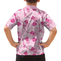 Anthurium Pikake Ti Leaf Palaka Family Matching Summer Maxi Dress and Hawaiian Shirt Pink Version