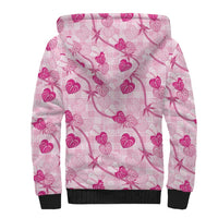 Anthurium Pikake Ti Leaf Palaka Sherpa Hoodie Pink Version
