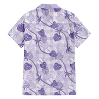 Anthurium Pikake Ti Leaf Palaka Family Matching Long Sleeve Bodycon Dress and Hawaiian Shirt Purple Version LT01 - Polynesian Pride