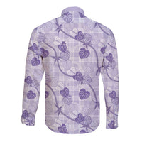 Anthurium Pikake Ti Leaf Palaka Long Sleeve Button Shirt Purple Version