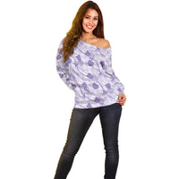 Anthurium Pikake Ti Leaf Palaka Off Shoulder Sweater Purple Version