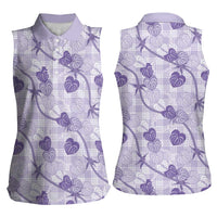 Anthurium Pikake Ti Leaf Palaka Women Sleeveless Polo Shirt Purple Version