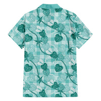 Anthurium Pikake Ti Leaf Palaka Family Matching Off Shoulder Maxi Dress and Hawaiian Shirt Turquoise Version