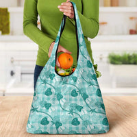 Anthurium Pikake Ti Leaf Palaka Grocery Bag Turquoise Version