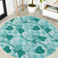 Anthurium Pikake Ti Leaf Palaka Round Carpet Turquoise Version