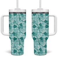 Anthurium Pikake Ti Leaf Palaka Tumbler With Handle Turquoise Version