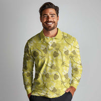 Anthurium Pikake Ti Leaf Palaka Long Sleeve Polo Shirt Yellow Version