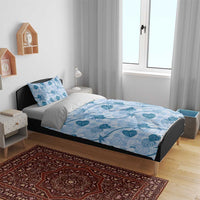 Anthurium Pikake Ti Leaf Palaka Bedding Set Blue Version