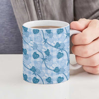 Anthurium Pikake Ti Leaf Palaka Ceramic Mug Blue Version