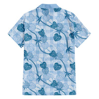 Anthurium Pikake Ti Leaf Palaka Family Matching Mermaid Dress and Hawaiian Shirt Blue Version