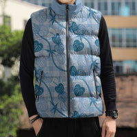 Anthurium Pikake Ti Leaf Palaka Sleeveless Puffer Jacket Blue Version
