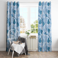 Anthurium Pikake Ti Leaf Palaka Window Curtain Blue Version LT01 - Polynesian Pride