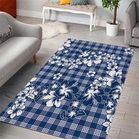 Hibiscus Pakala Cobalt Blue Royal Area Rug Tropical Floral Stylized - Polynesian Pride