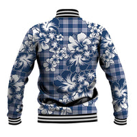 Hibiscus Pakala Cobalt Blue Royal Baseball Jacket Tropical Floral Stylized - Polynesian Pride