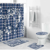 Hibiscus Pakala Cobalt Blue Royal Bathroom Set Tropical Floral Stylized - Polynesian Pride