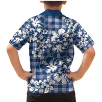 Hibiscus Pakala Cobalt Blue Royal Family Matching Mermaid Dress and Hawaiian Shirt Tropical Floral Stylized - Polynesian Pride