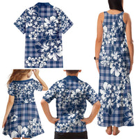Hibiscus Pakala Cobalt Blue Royal Family Matching Tank Maxi Dress and Hawaiian Shirt Tropical Floral Stylized - Polynesian Pride