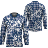 Hibiscus Pakala Cobalt Blue Royal Hockey Jersey Tropical Floral Stylized - Polynesian Pride