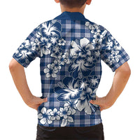 Hibiscus Pakala Cobalt Blue Royal Kid Hawaiian Shirt Tropical Floral Stylized - Polynesian Pride