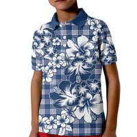 Hibiscus Pakala Cobalt Blue Royal Kid Polo Shirt Tropical Floral Stylized - Polynesian Pride