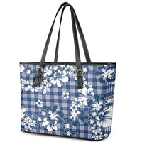 Hibiscus Pakala Cobalt Blue Royal Leather Tote Bag Tropical Floral Stylized - Polynesian Pride