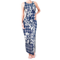 Hibiscus Pakala Cobalt Blue Royal Tank Maxi Dress Tropical Floral Stylized - Polynesian Pride