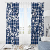 Hibiscus Pakala Cobalt Blue Royal Window Curtain Tropical Floral Stylized - Polynesian Pride