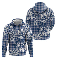 Hibiscus Pakala Cobalt Blue Royal Zip Hoodie Tropical Floral Stylized - Polynesian Pride