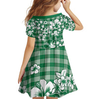 Hibiscus Pakala Emerald Green Kid Short Sleeve Dress Tropical Floral Stylized - Polynesian Pride