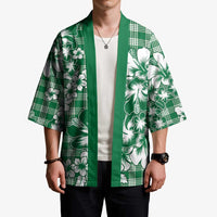 Hibiscus Pakala Emerald Green Kimono Tropical Floral Stylized - Polynesian Pride