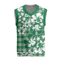 Hibiscus Pakala Emerald Green Christmas Knitted V-Neck Vest Tropical Floral Stylized LT01 Green - Polynesian Pride