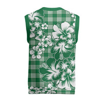 Hibiscus Pakala Emerald Green Christmas Knitted V-Neck Vest Tropical Floral Stylized LT01 - Polynesian Pride