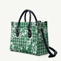 Hibiscus Pakala Emerald Green Leather Bag Tropical Floral Stylized - Polynesian Pride