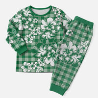 Hibiscus Pakala Emerald Green Christmas Pajama Set Tropical Floral Stylized - Polynesian Pride