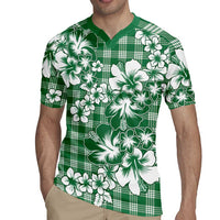 Hibiscus Pakala Emerald Green Rugby Jersey Tropical Floral Stylized - Polynesian Pride
