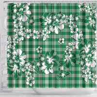 Hibiscus Pakala Emerald Green Shower Curtain Tropical Floral Stylized - Polynesian Pride